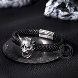 Hannya Oni Stainless Steel Leather Bracelet