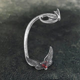 Heart Shape Zircon Devil Wings Stainless Steel Ear Cuff Earrings