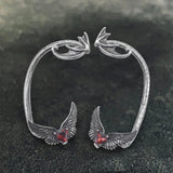 Heart Shape Zircon Devil Wings Stainless Steel Ear Cuff Earrings