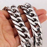 Heavy Polished Cuban Link Chain Stainless Steel Men's Necklace