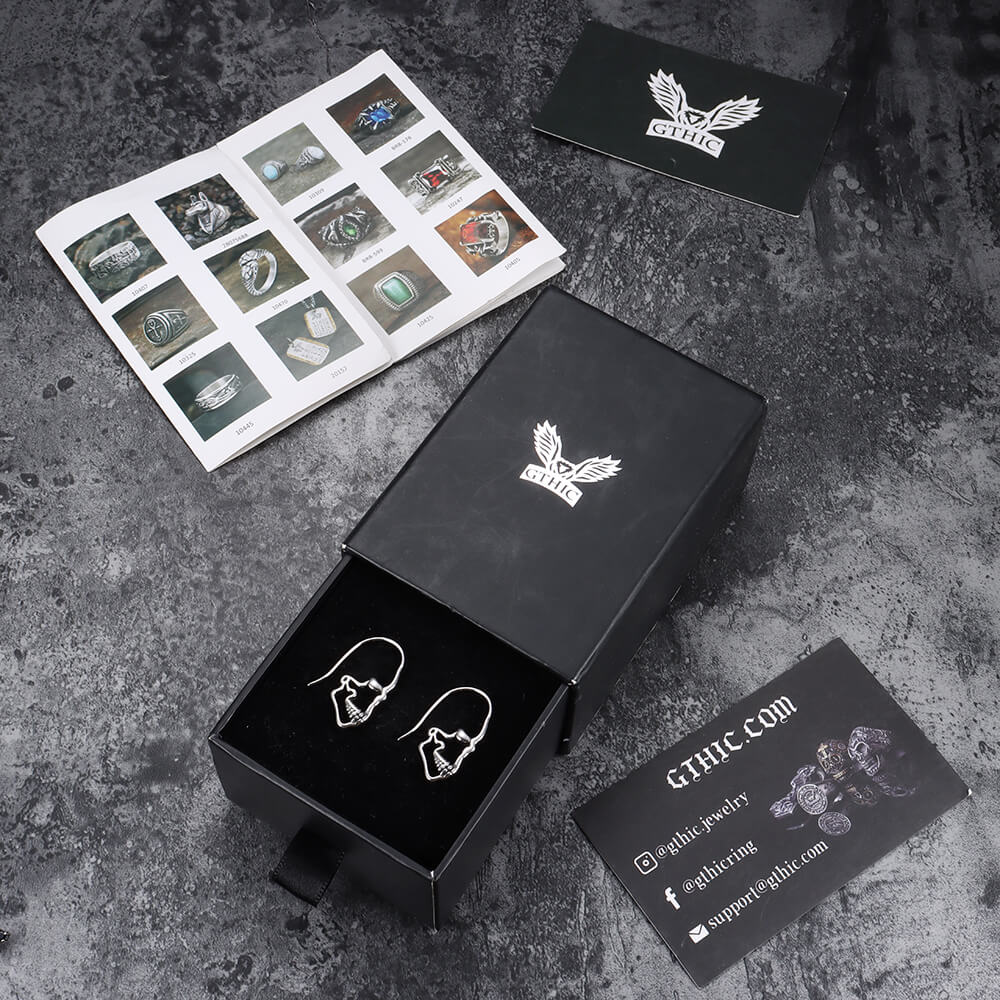 Pendientes de acero inoxidable con calavera hueca