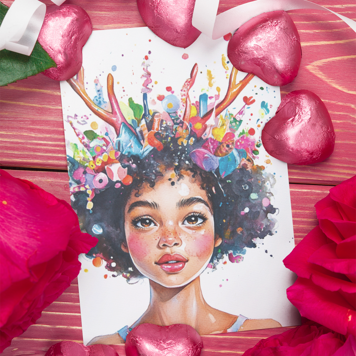 "Miss You Dearly" | Vibrant Afro-Fantasy Postcard