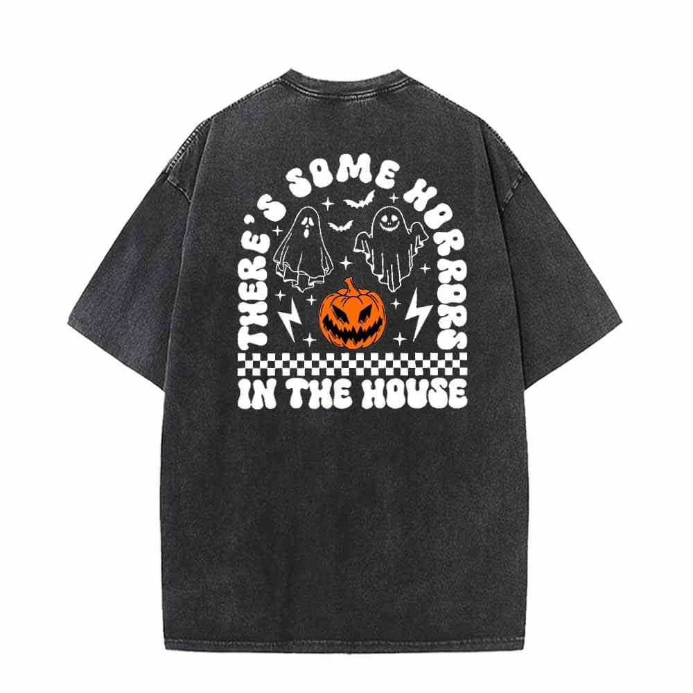 Horror Pumpkin Ghost Vintage Washed T-shirt