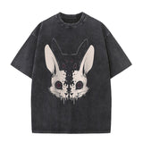 Horror Rabbit Print Washed T-shirt