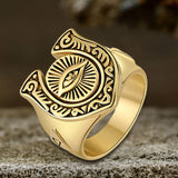 Horseshoe Eye Of Providence Stainless Steel Ring