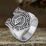 Horseshoe Eye Of Providence Stainless Steel Ring