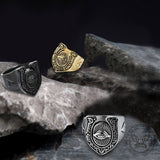 Horseshoe Eye Of Providence Stainless Steel Ring