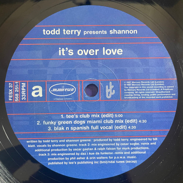 It's Over Love | Excellent (EX) Very Good Plus (VG+)