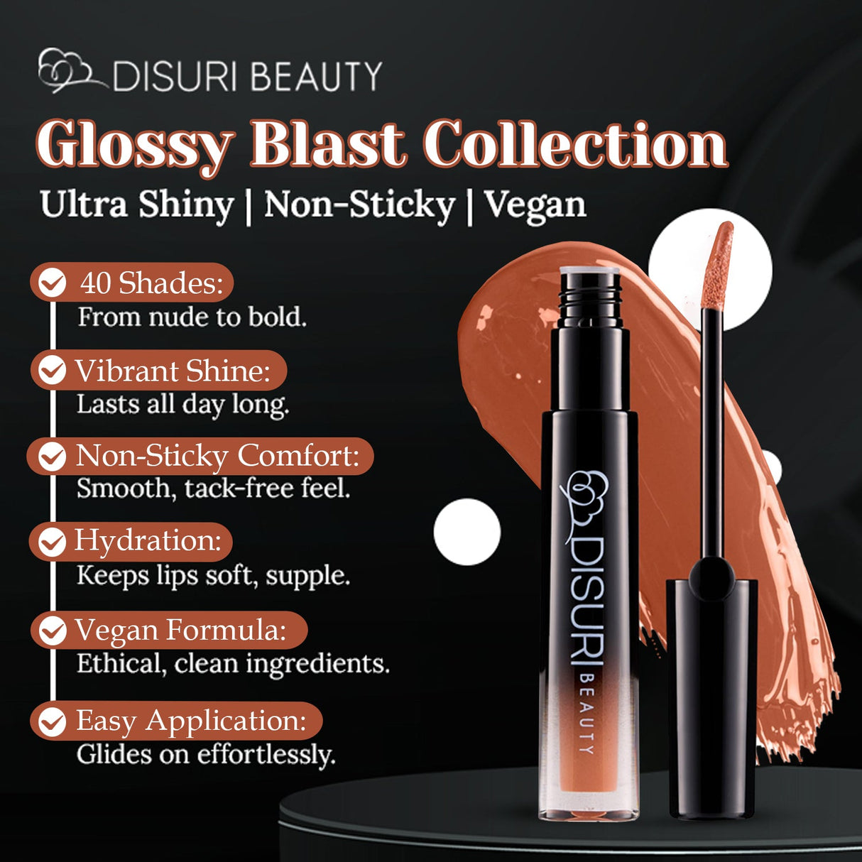 Brillo de labios DISURI Beauty Glossy Blast - Café con Leche
