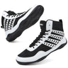 Wrestling Shoes Boxing Shoes for Men Pro Wrestling Boots High Top Fitness Weightlifting Powerlifting Shoes Black/White - Lootquake