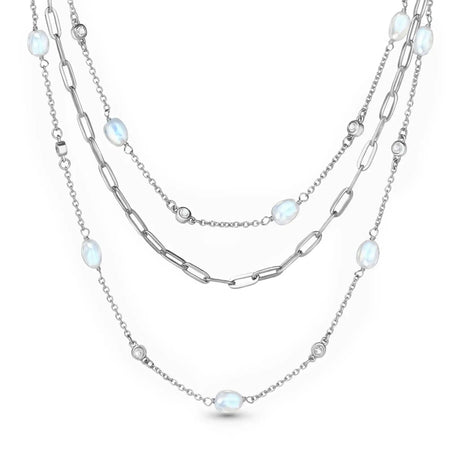 Moon Magic Moonstone Necklace - Wild/ 925 Sterling Silver - 18k Rose Gold Rainbow Moonstone Necklaces for Women/Authentic Rainbow Crystal Moonstone Jewelry - Lootquake