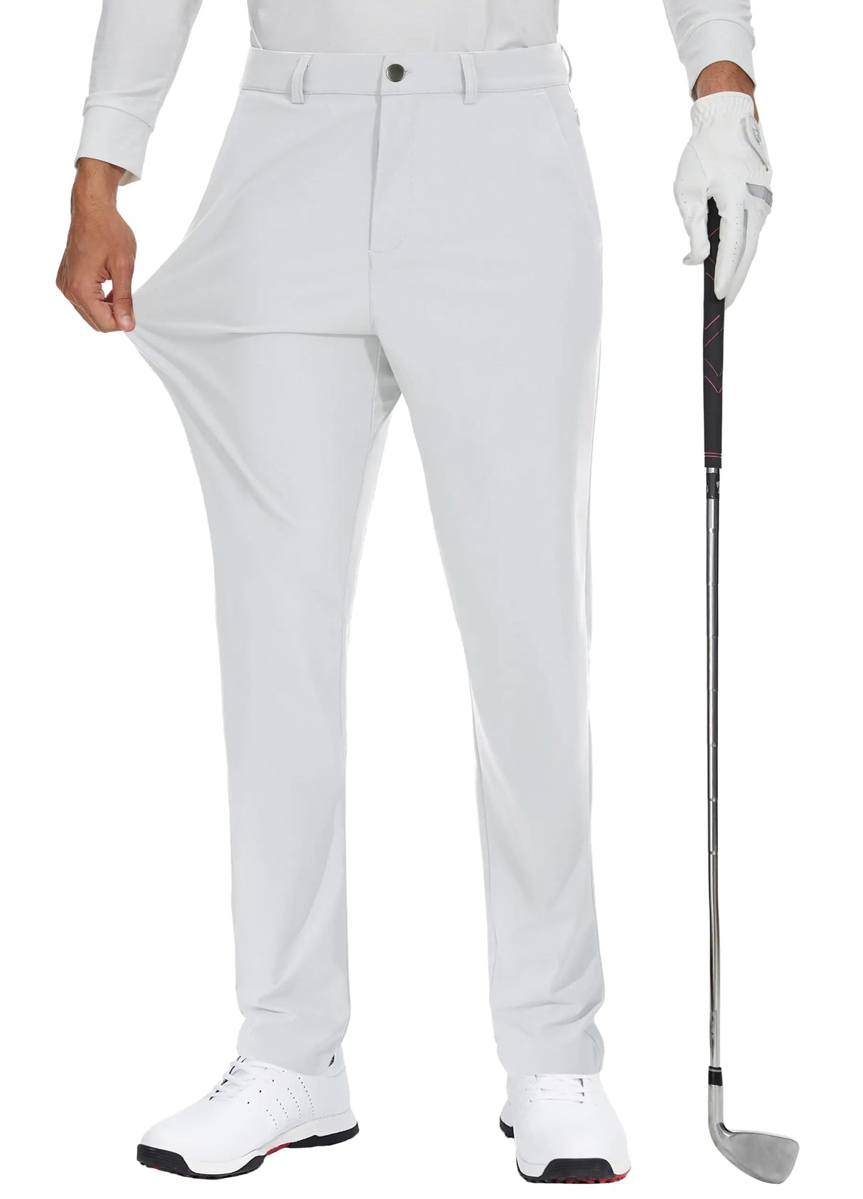 Pantalón de golf JWM elástico para hombre, de 86 cm, para trabajo, negocios, informal, cómodo, de secado rápido, ligero, con 5 bolsillos, blanco