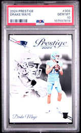 Tarjeta de fútbol Panini Prestige Drake Maye n.° 304 Rookie RC, clasificada en 2024, PSA 10 Gem Mint