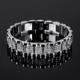 Iced Out Solid Color Stainless Steel Watch Band Bracelet
