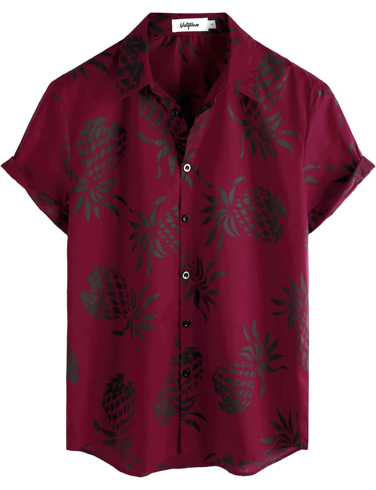 VATPAVE Mens 100% Cotton Hawaiian Shirts Floral Short Sleeve Button Down Shirts Summer Beach Shirts Large WineRed - Lootquake