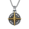 JWM Mens Pendants Necklaces Jewelry for Adults with 23.6 Stainless Steel Square Pearl Chain (022-Golden Compass Necklaces) - Lootquake