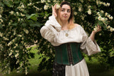 Green leather corset belt “Forest witch”