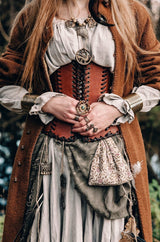 Leather brown corset belt “Forest witch”