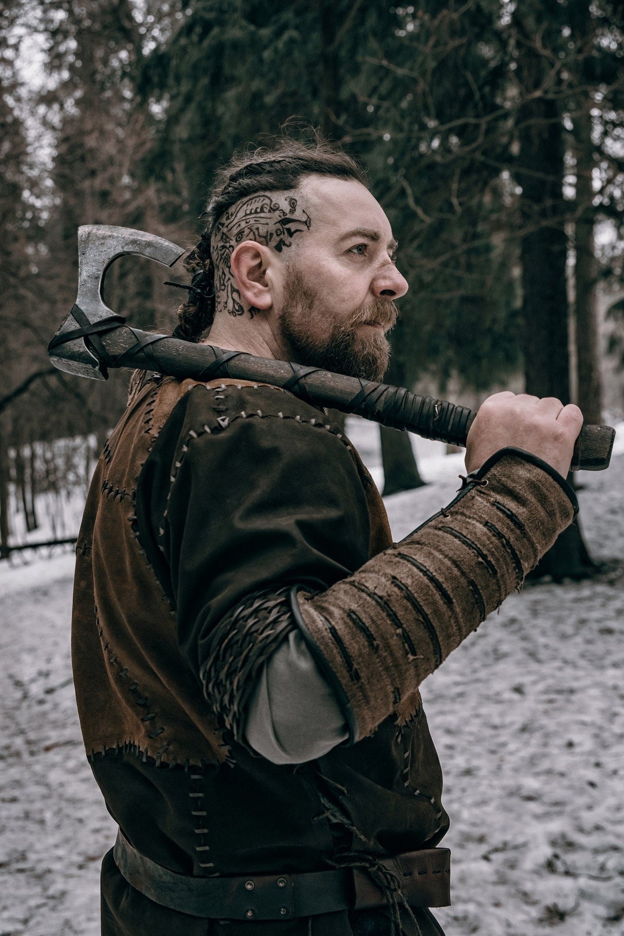 Viking leather bracers