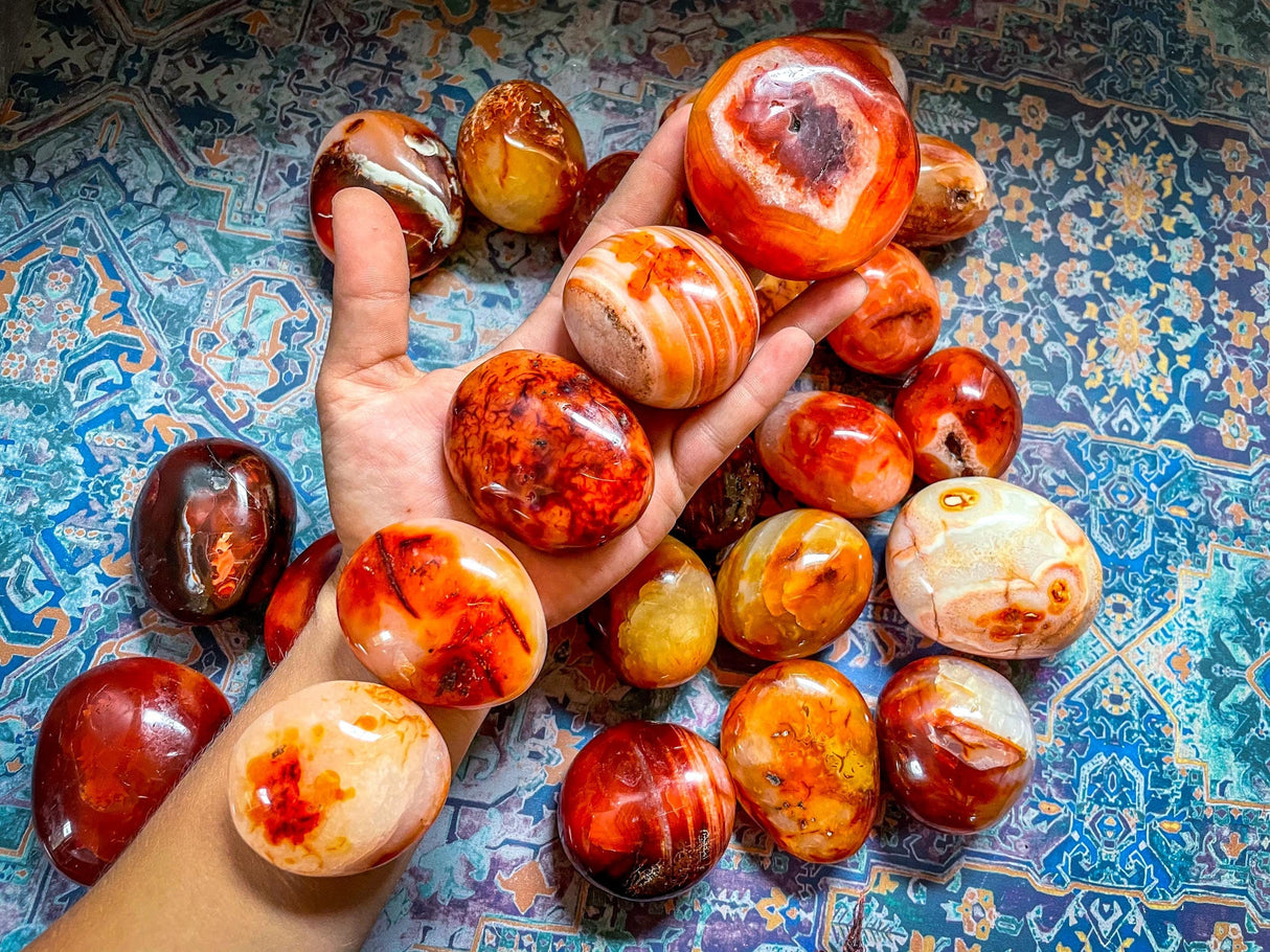Ethically Sourced carnelian crystal Palm Stone