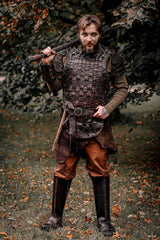 Viking leather shin guards