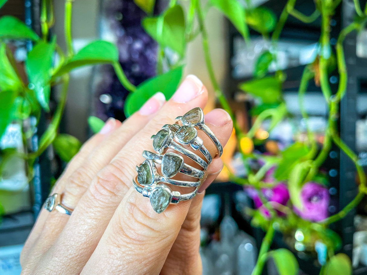 Genuine Moldavite Rings, size 6.5, size 9, size 9.5