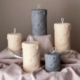 Scary Pumpkin Ghost Face Pillar Candle