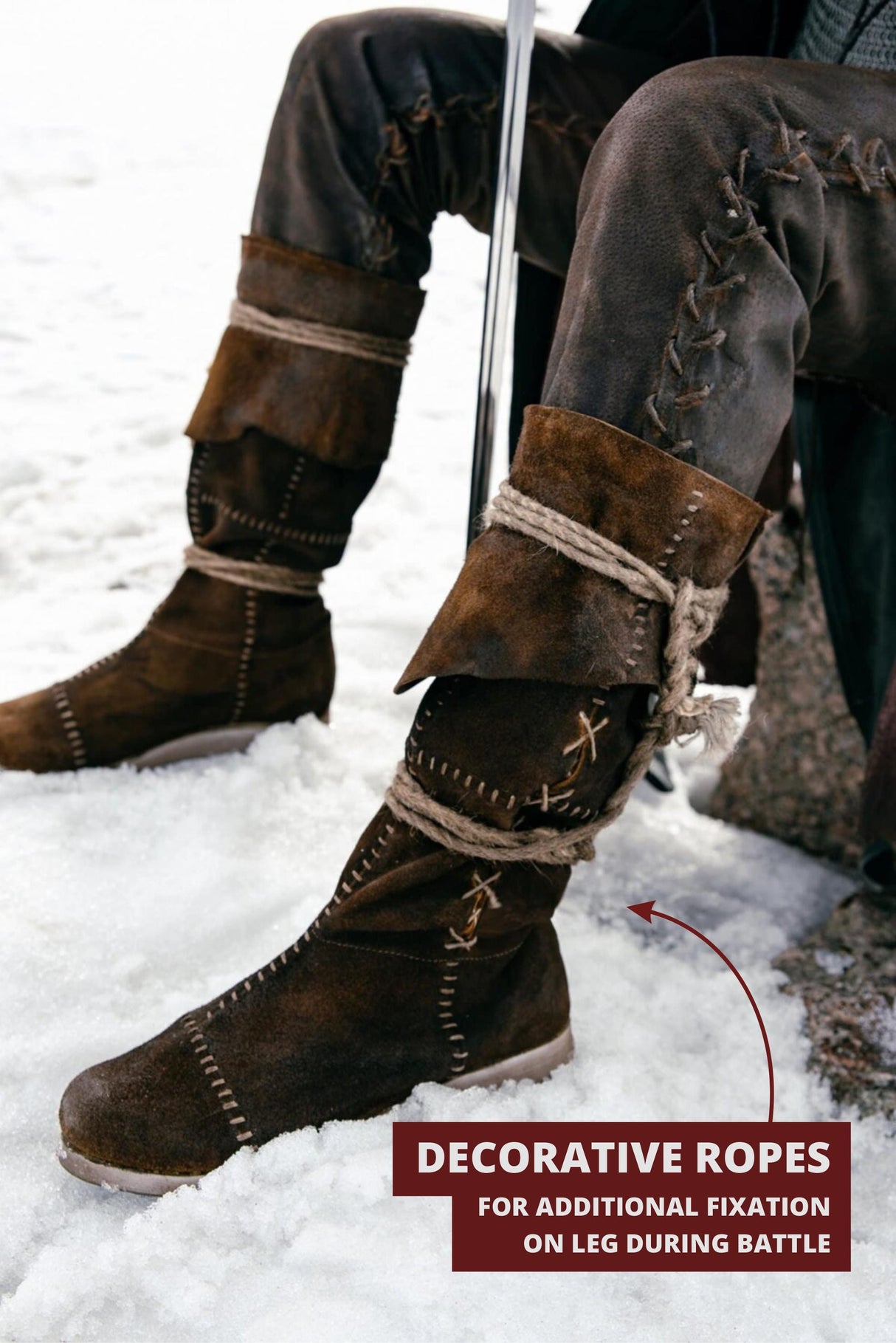 Red High Leather Boots "Aragorn"