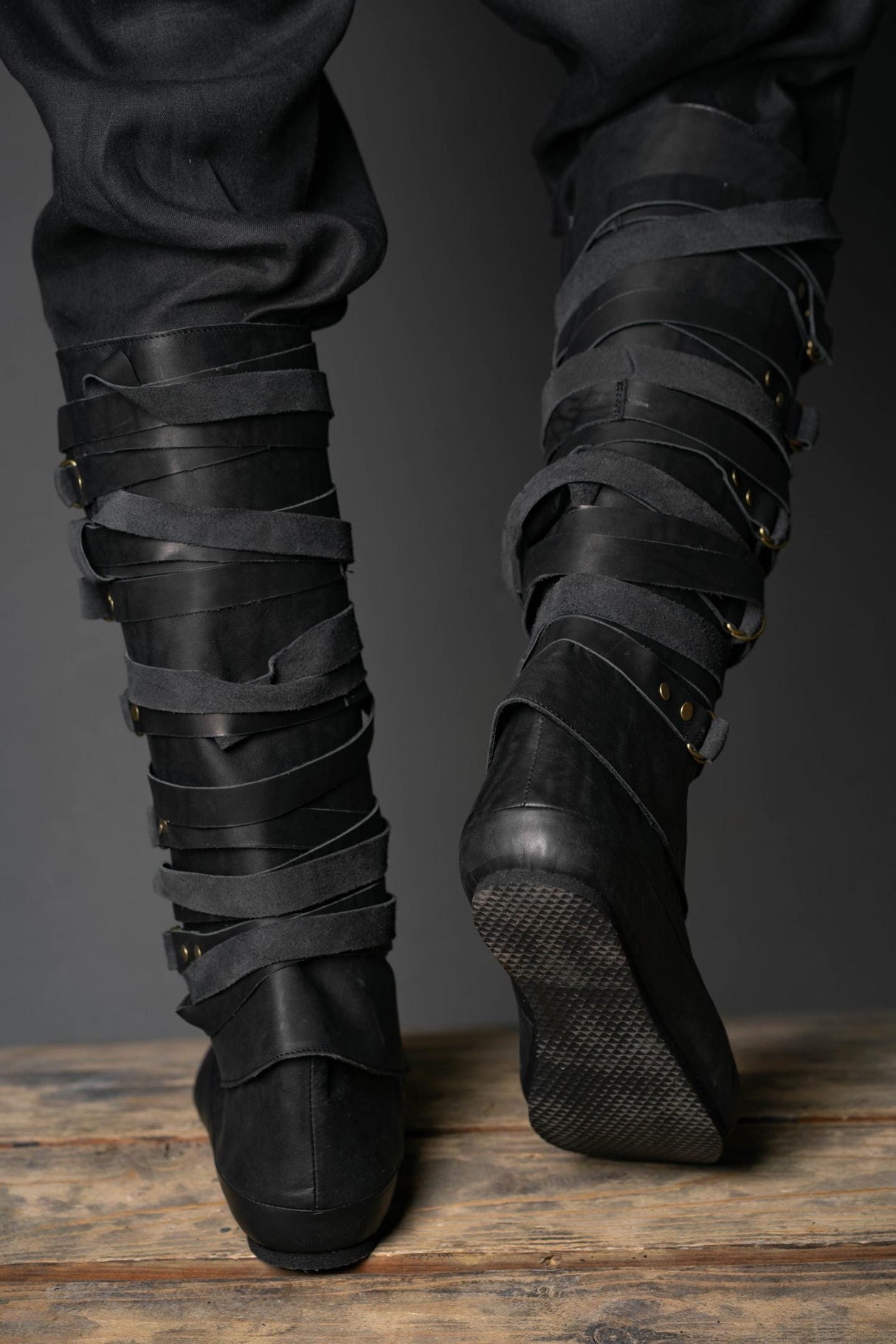 Black High Leather Boots "Assassin"