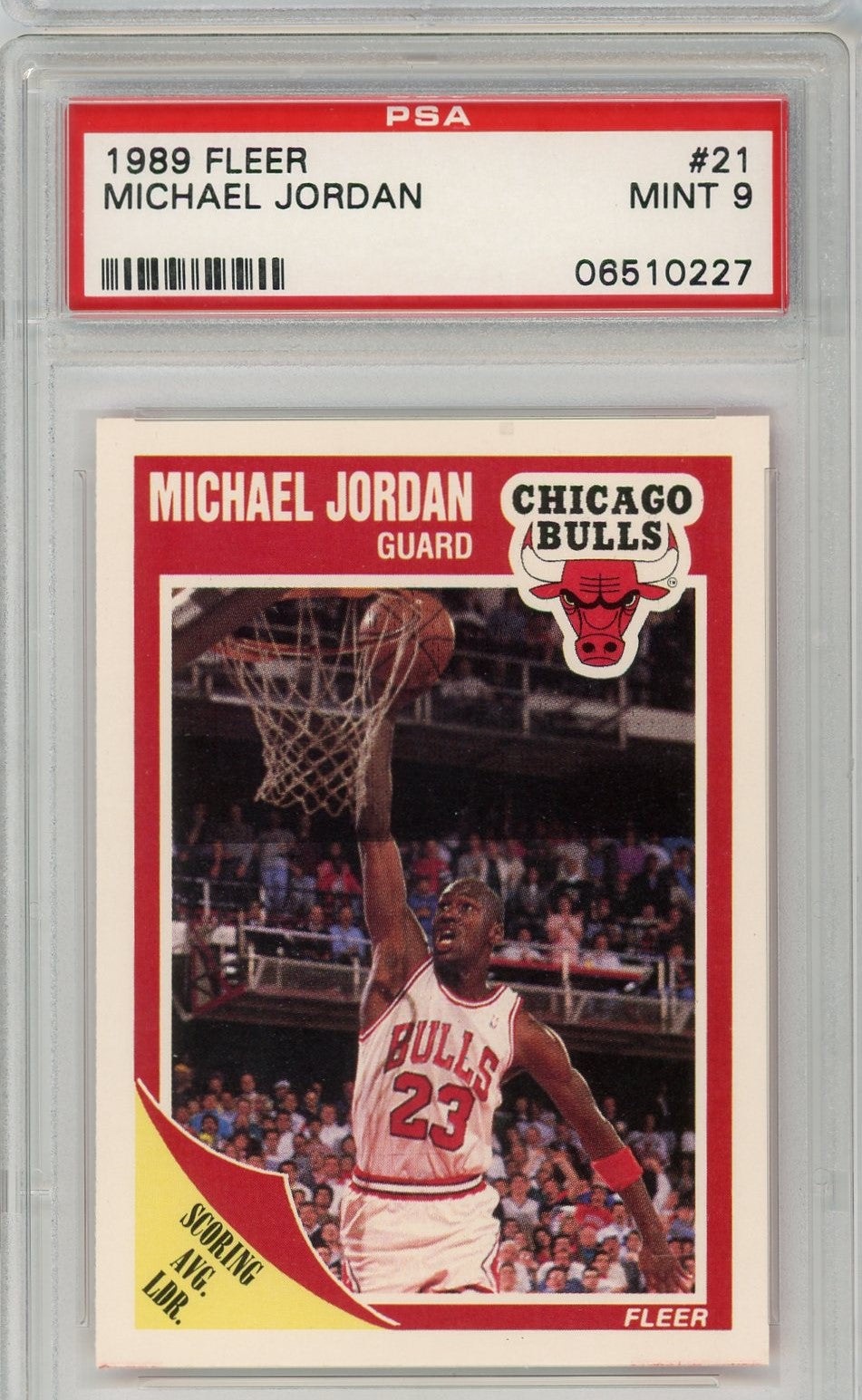 Tarjeta de baloncesto Fleer Michael Jordan n.° 21 de 1989, clasificada PSA 9 Mint