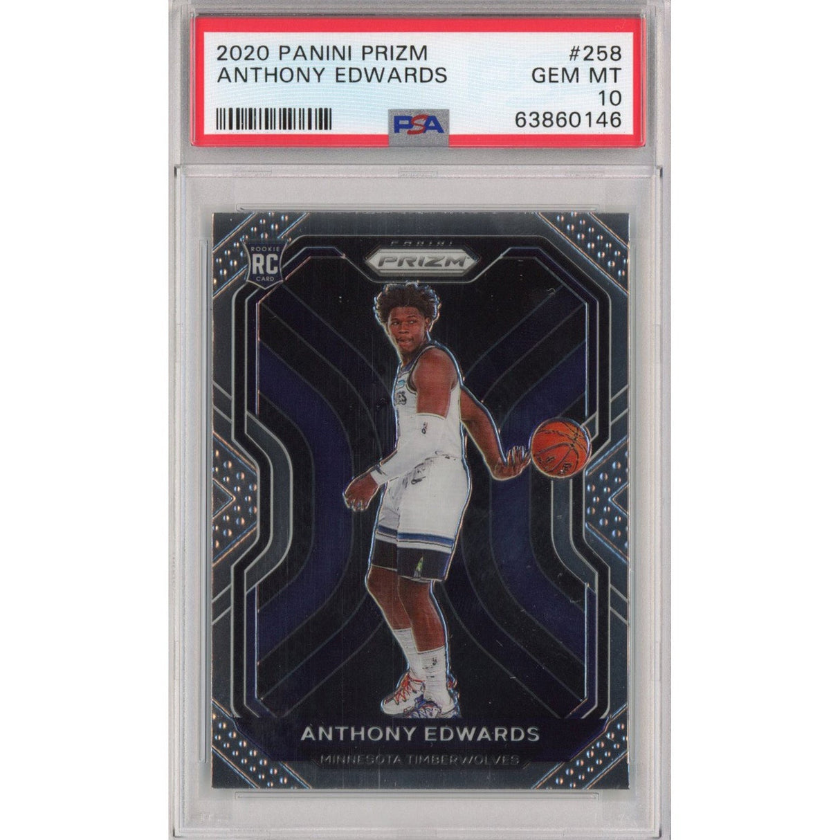 Graded 2020-21 Panini Prizm Anthony Edwards #258 Rookie RC Basketball Card PSA 10 Gem Mint