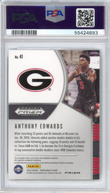 Selecciones del draft Panini Prizm DP 2020-21, Anthony Edwards #41, tarjeta de baloncesto Prizm Rookie RC verde, PSA 10 Gem Mint