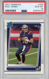 Tarjeta de fútbol RC de novato Panini Donruss Mac Jones n.° 255, clasificada en 2021, PSA 10 Gem Mint