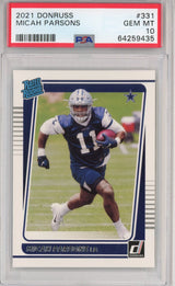 Tarjeta de fútbol RC de Micah Parsons #331 de Panini Donruss 2021, clasificada como novato, PSA 10 Gem Mint