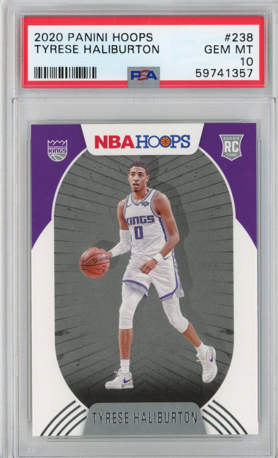 Tarjeta de baloncesto Tyrese Haliburton #238 Rookie RC de Panini Hoops, clasificada 2020-21, PSA 10 Gem Mint