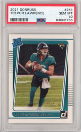 Tarjeta de fútbol RC de novato Trevor Lawrence n.° 251 de Panini Donruss, clasificada en 2021, PSA 10 Gem Mint