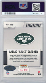 Tarjeta de fútbol americano de novato RC n.° 269 de Panini Instant Ahmad Sauce Gardner, calificada en 2022, PSA 10 Auto Gem Mint