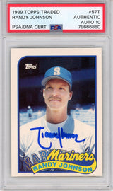Tarjeta de béisbol de novato Randy Johnson #57T de Topps Traded de 1989, clasificada y modificada, PSA 10, Gem Mint
