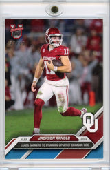 Tarjeta de fútbol americano Topps Bowman U Now Jackson Arnold n.° 46 azul n.° 49 de Oklahoma Sooners Rookie RC 2024