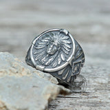 Indian Chief Feather Stainless Steel Ring