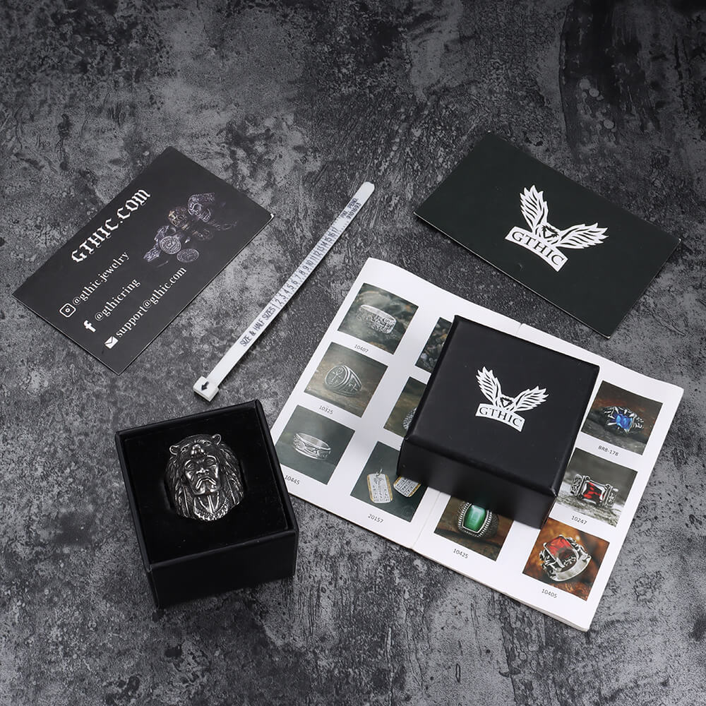 Anillo tribal de acero inoxidable de jefe indio