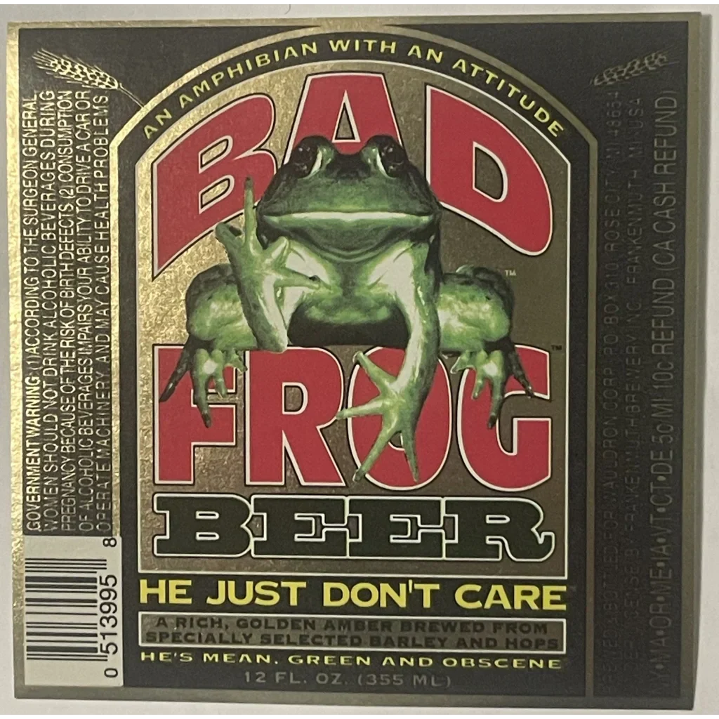 Infamous Vintage Bad Frog Beer Label Banned in 8 States