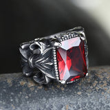 Iris Pattern Gem Stainless Steel CZ Ring