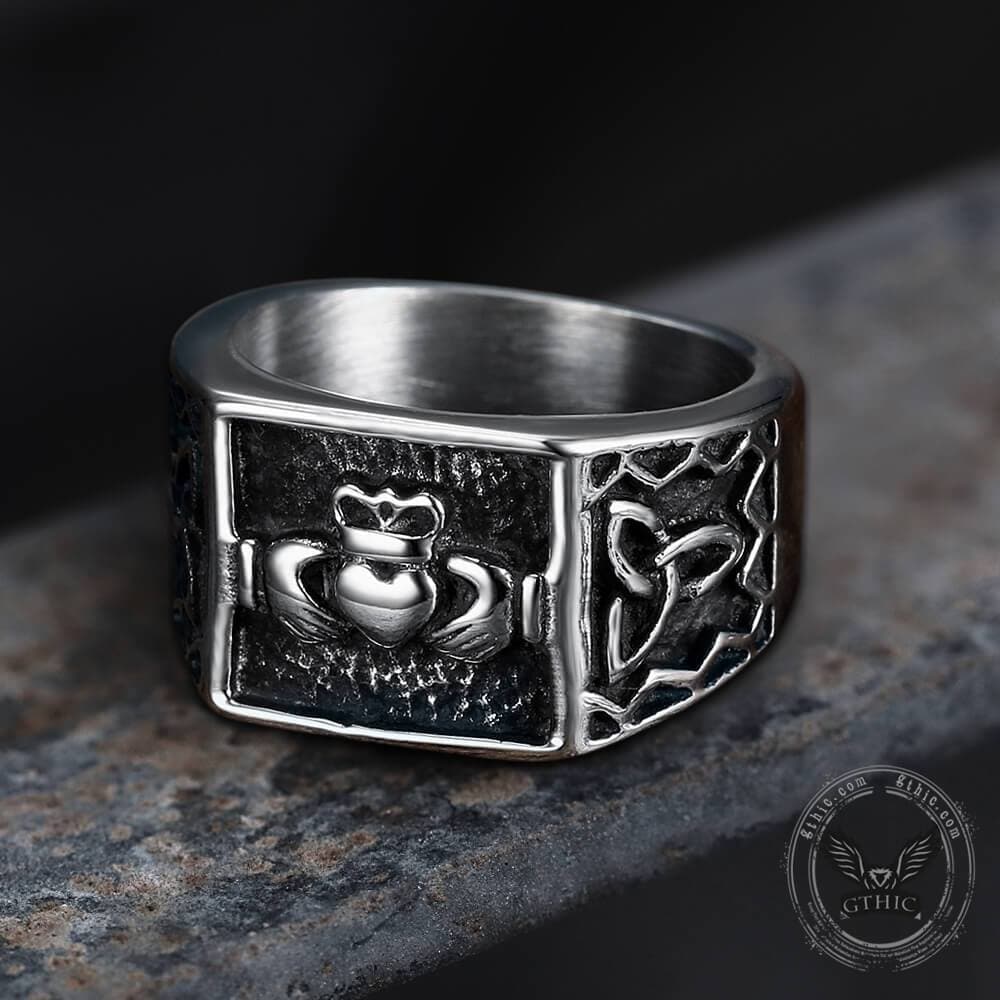 Irish Claddagh Stainless Steel Celtic Knots Ring