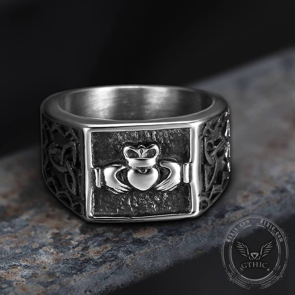 Irish Claddagh Stainless Steel Celtic Knots Ring
