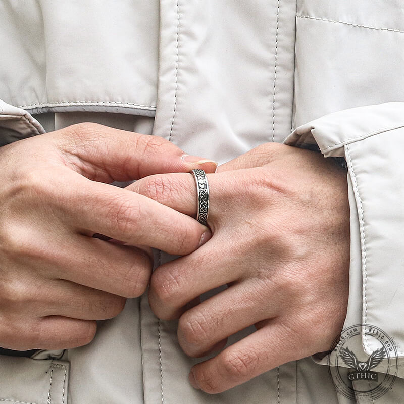 Anillo vikingo de acero inoxidable Claddagh irlandés