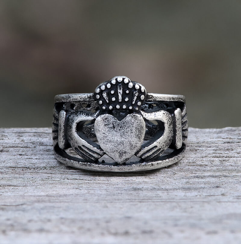 Anillo de bodas irlandés Claddagh de acero inoxidable