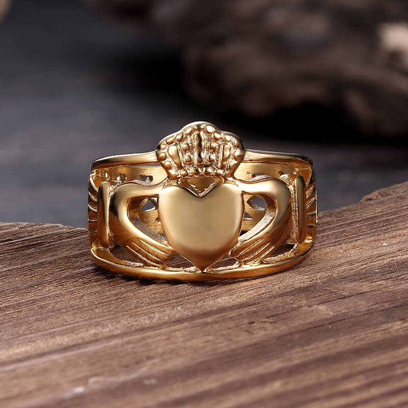 Anillo de bodas irlandés Claddagh de acero inoxidable