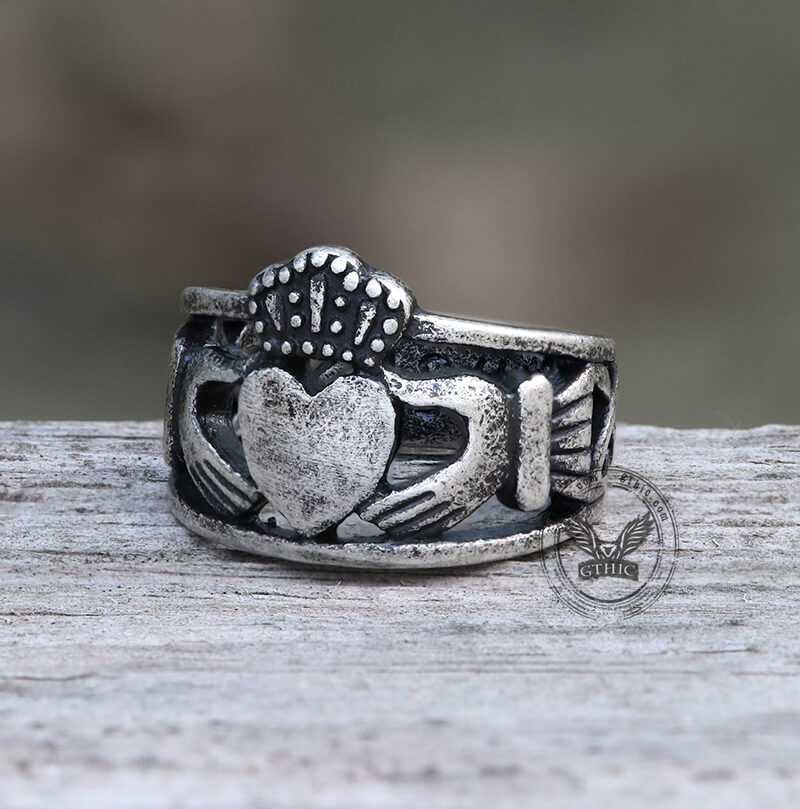 Anillo de bodas irlandés Claddagh de acero inoxidable
