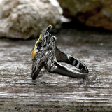 Irregular Black Bark Brass Gothic Ring